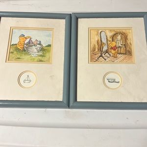 2 vintage Disney Winnie the Pooh framed prints